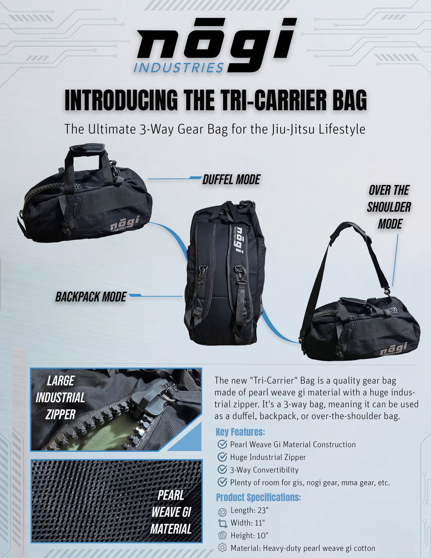 The Tri-Carrier Convertible Large Gear Bag - BLACK