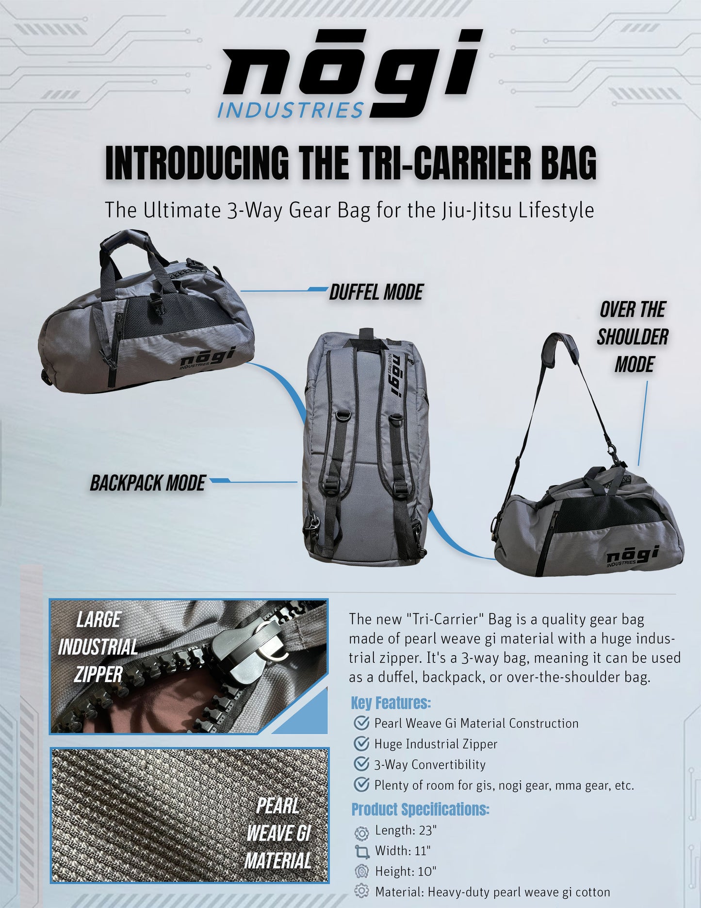 The Tri-Carrier Convertible Large Gear Bag - GRAY