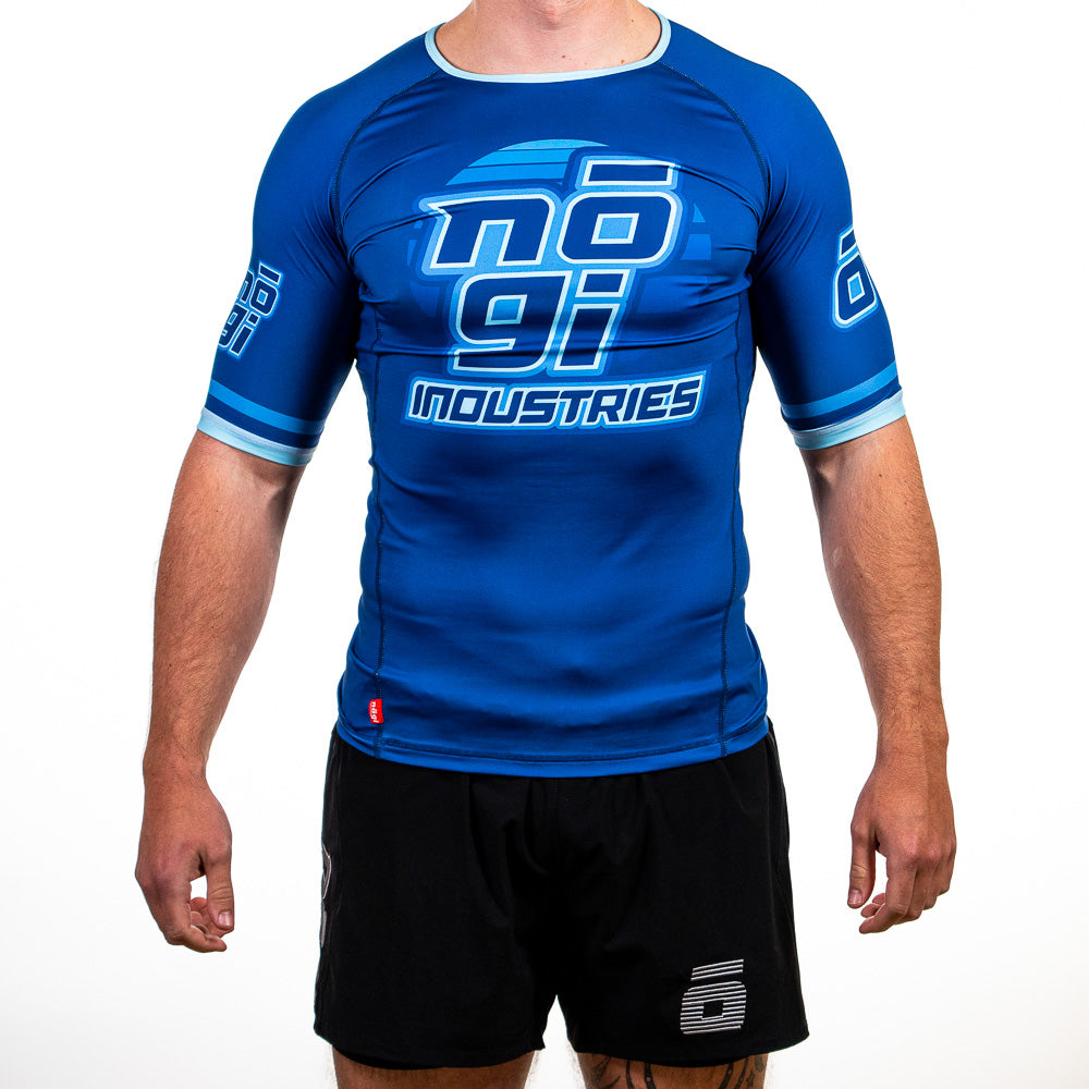 '7Four Short Sleeve Rank Rash Guard Blue Front View