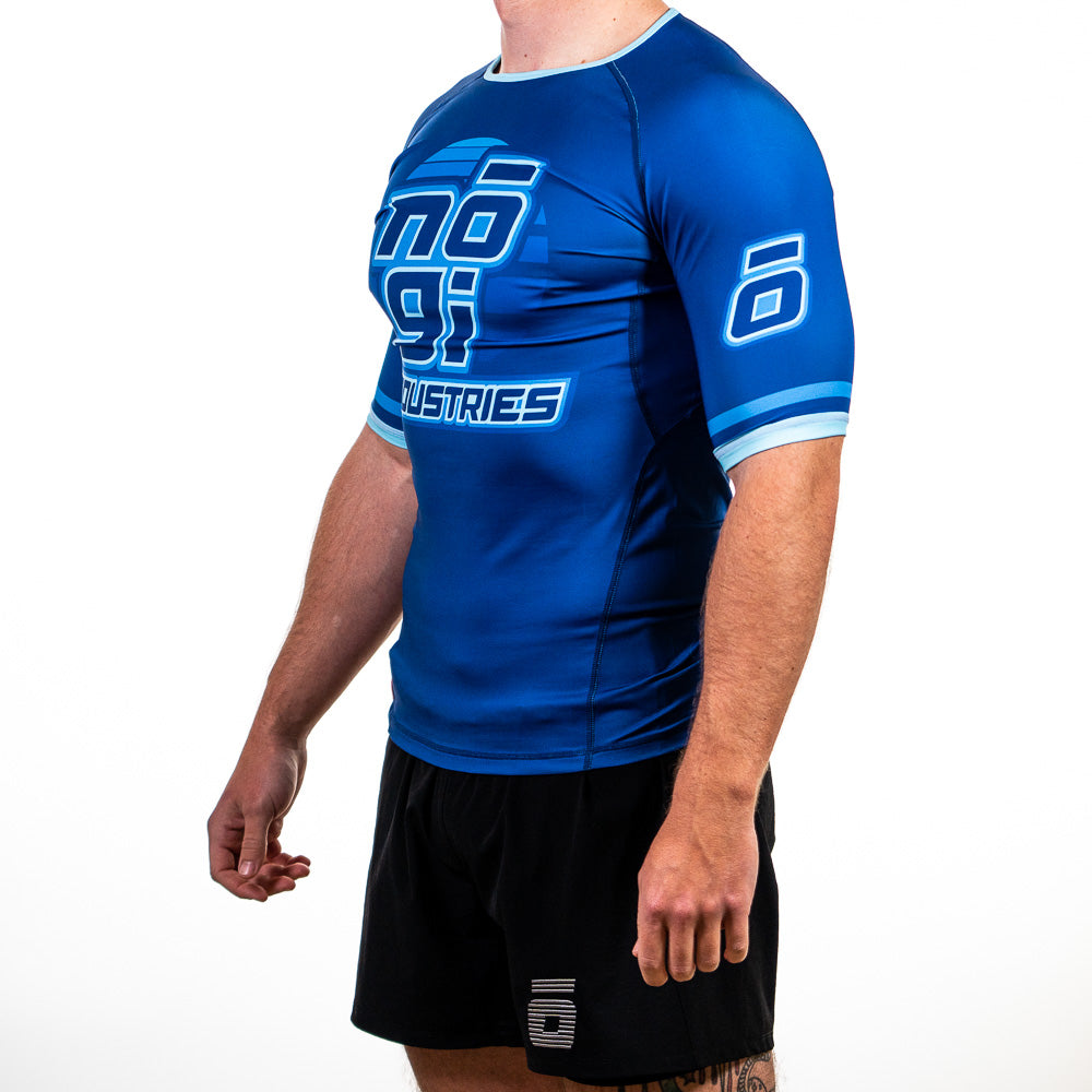 '7Four Short Sleeve Rank Rash Guard Blue Left View