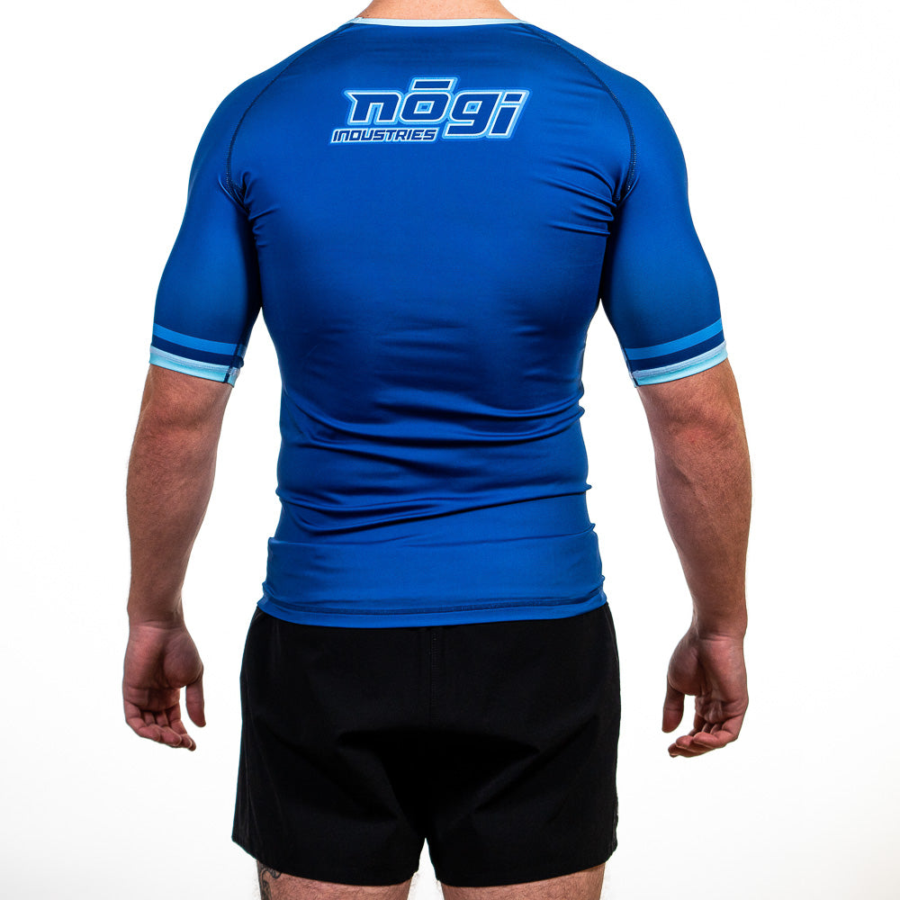 '7Four Short Sleeve Rank Rash Guard Blue Back View