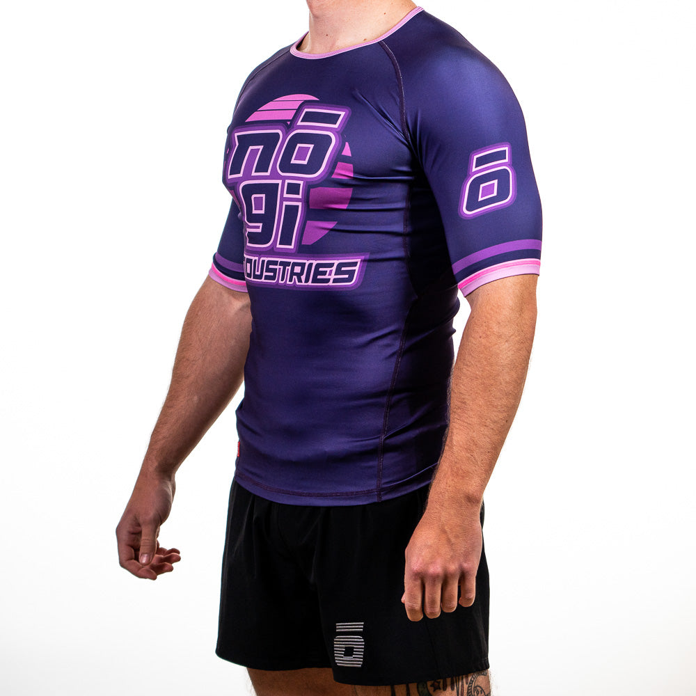 '7Four Short Sleeve Rank Rash Guard Purple Left View