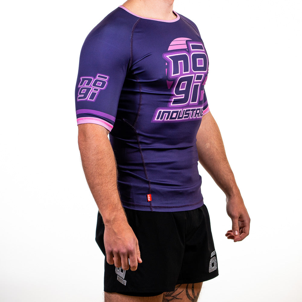 '7Four Short Sleeve Rank Rash Guard Purple Right View