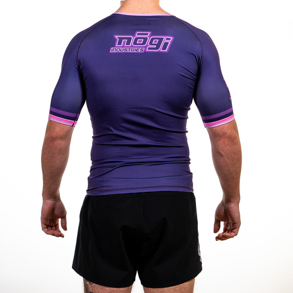 '7Four Short Sleeve Rank Rash Guard Purple Back View