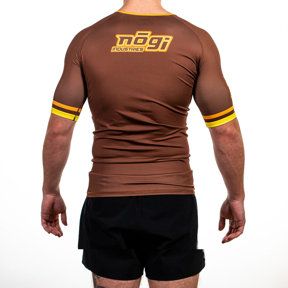 '7Four Short Sleeve Rank Rash Guard Brown Back View