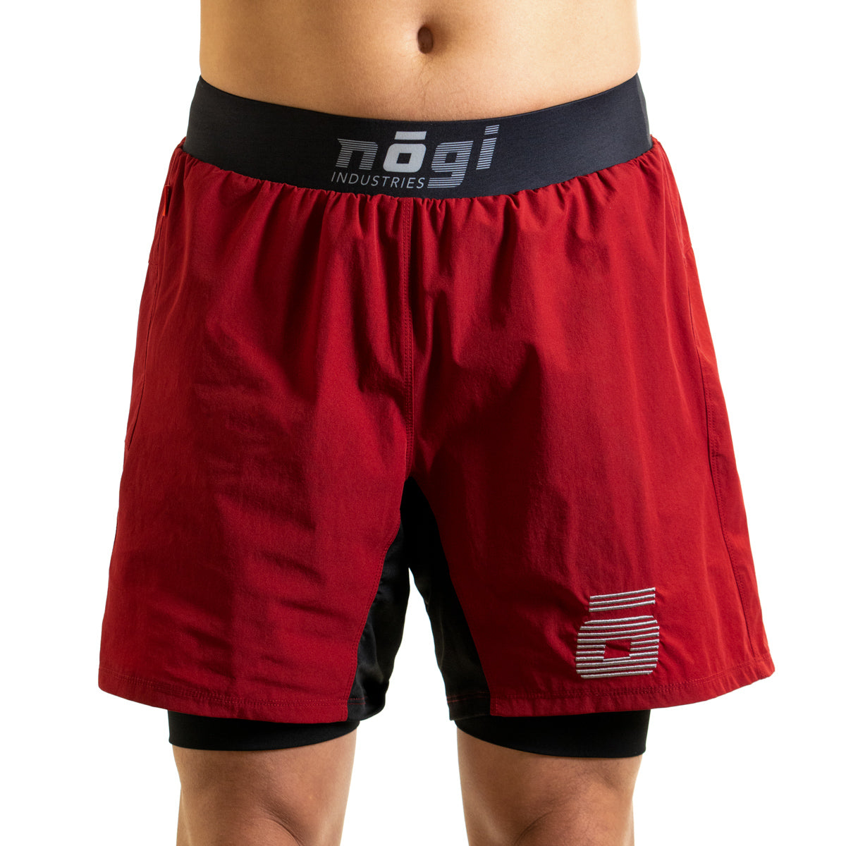 Ghost 7" Premium Lined Grappling Shorts - Merlot Red Front View