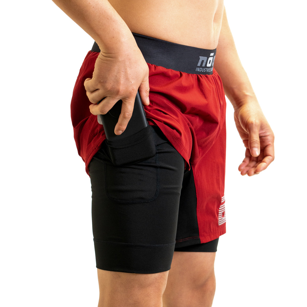 Ghost 7" Premium Lined Grappling Shorts - Merlot Red Pocket View