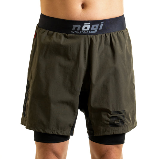 Ghost 7" Premium Lined Grappling Shorts - Fury Green Front View