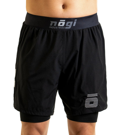Pantalones cortos de agarre con forro premium de entrepierna de 7" Ghost - Negro obsidiana