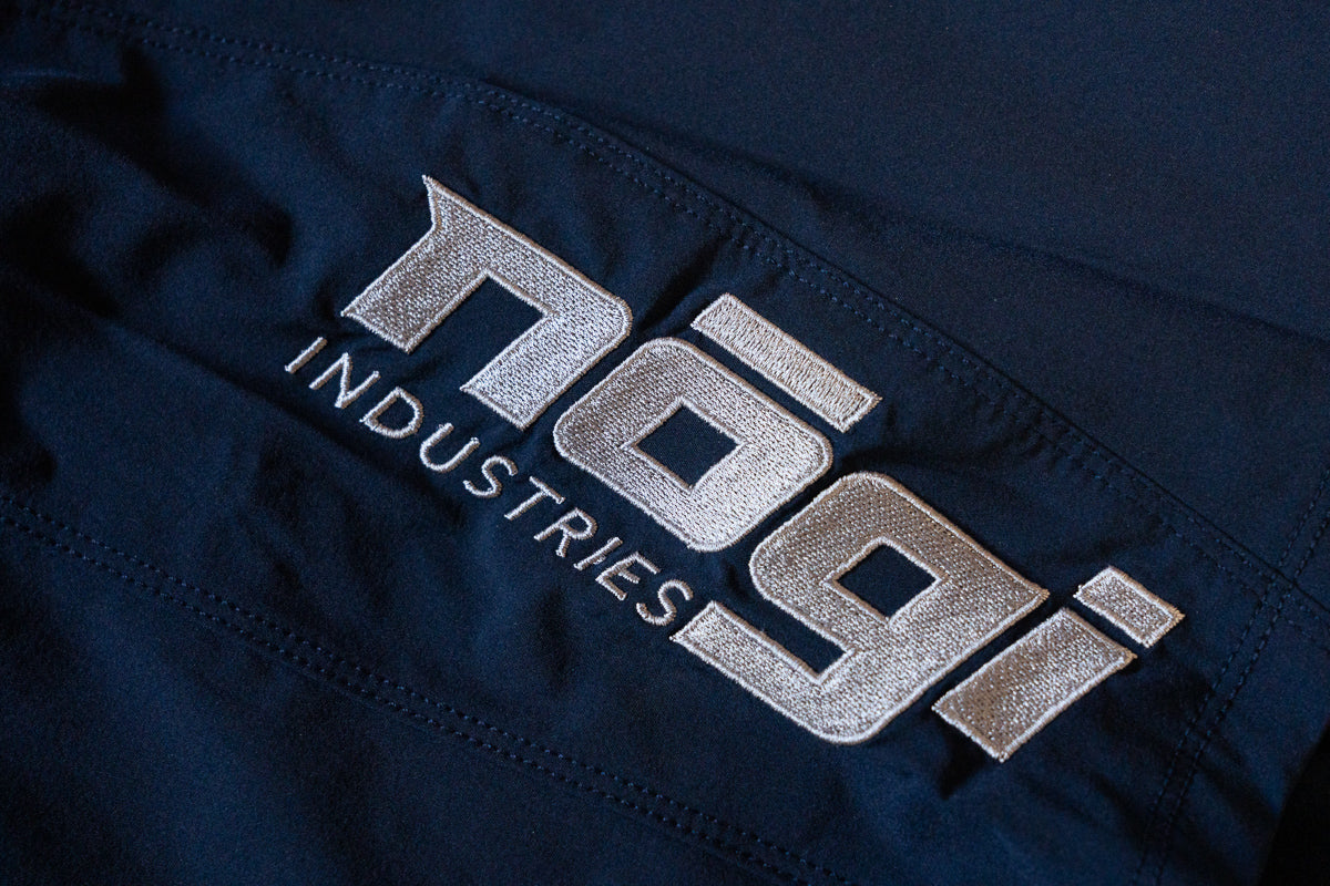 Ghost 7" Premium Lined Grappling Shorts - Neptune Blue Embroidery Detail