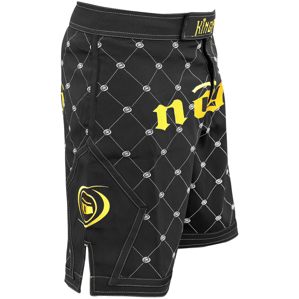 Nogi Kingpin mma fight shorts black and gold Right