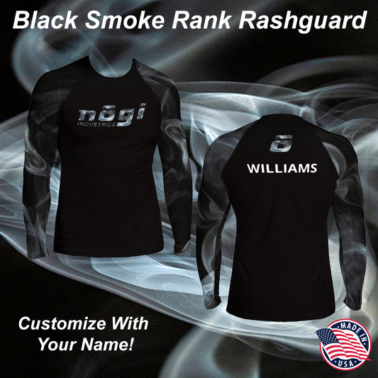 Black Smoke Rank Long Sleeve Rashguard (Semi Custom) Made in USA