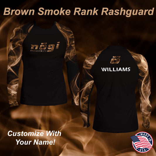Brown Smoke Rank Long Sleeve Rashguard (Semi Custom) Made in USA