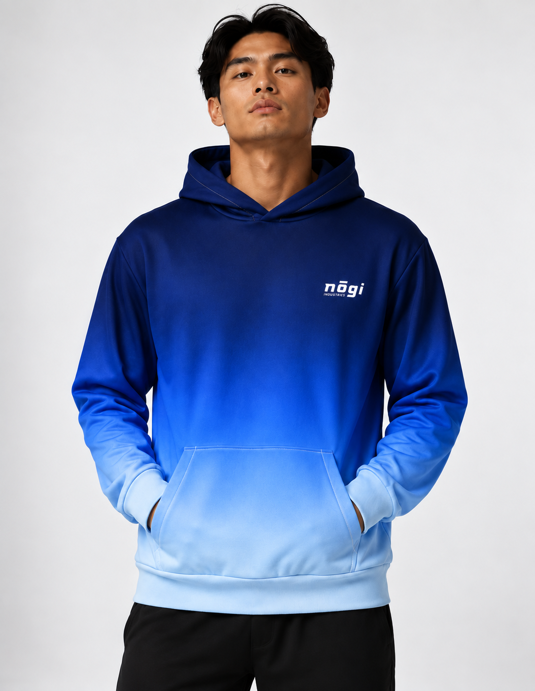 Glacier — Deep Blue to Ice Gradient Oversized Cotton Hoodie
