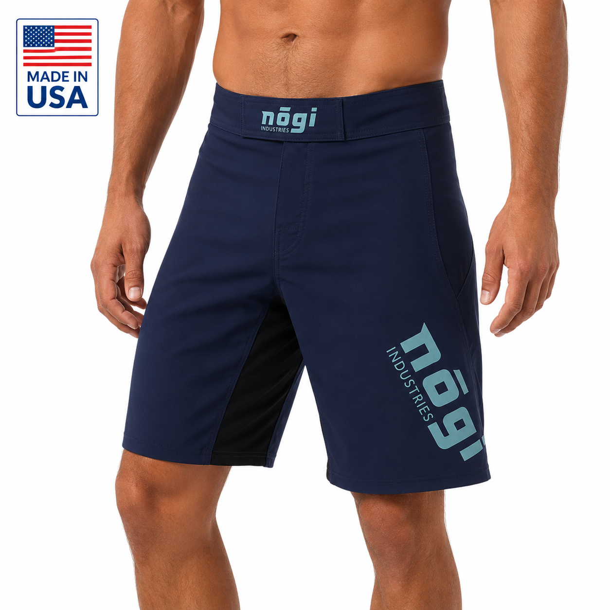 Phantom 4.0 Fight Shorts - Midnight Navy & Teal - MADE IN USA