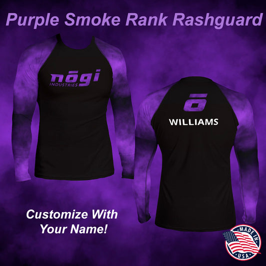 Purple Smoke Rank Long Sleeve Rashguard (Semi Custom) Made in USA