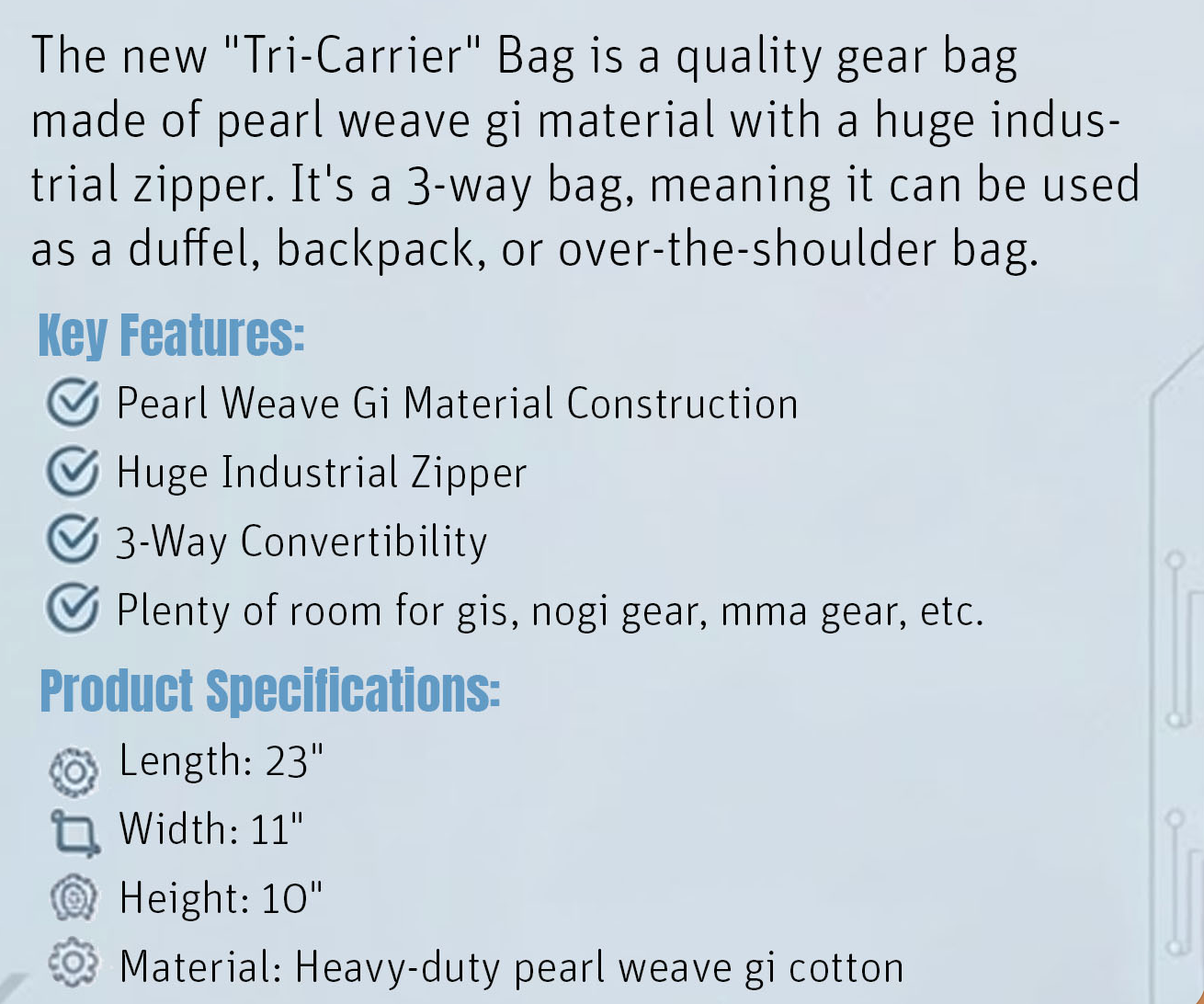 The Tri-Carrier Convertible Large Gear Bag - GRAY
