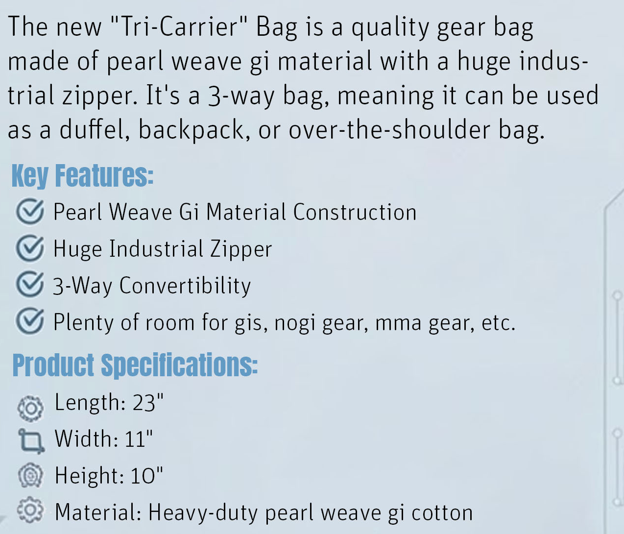 The Tri-Carrier Convertible Large Gear Bag - BLACK