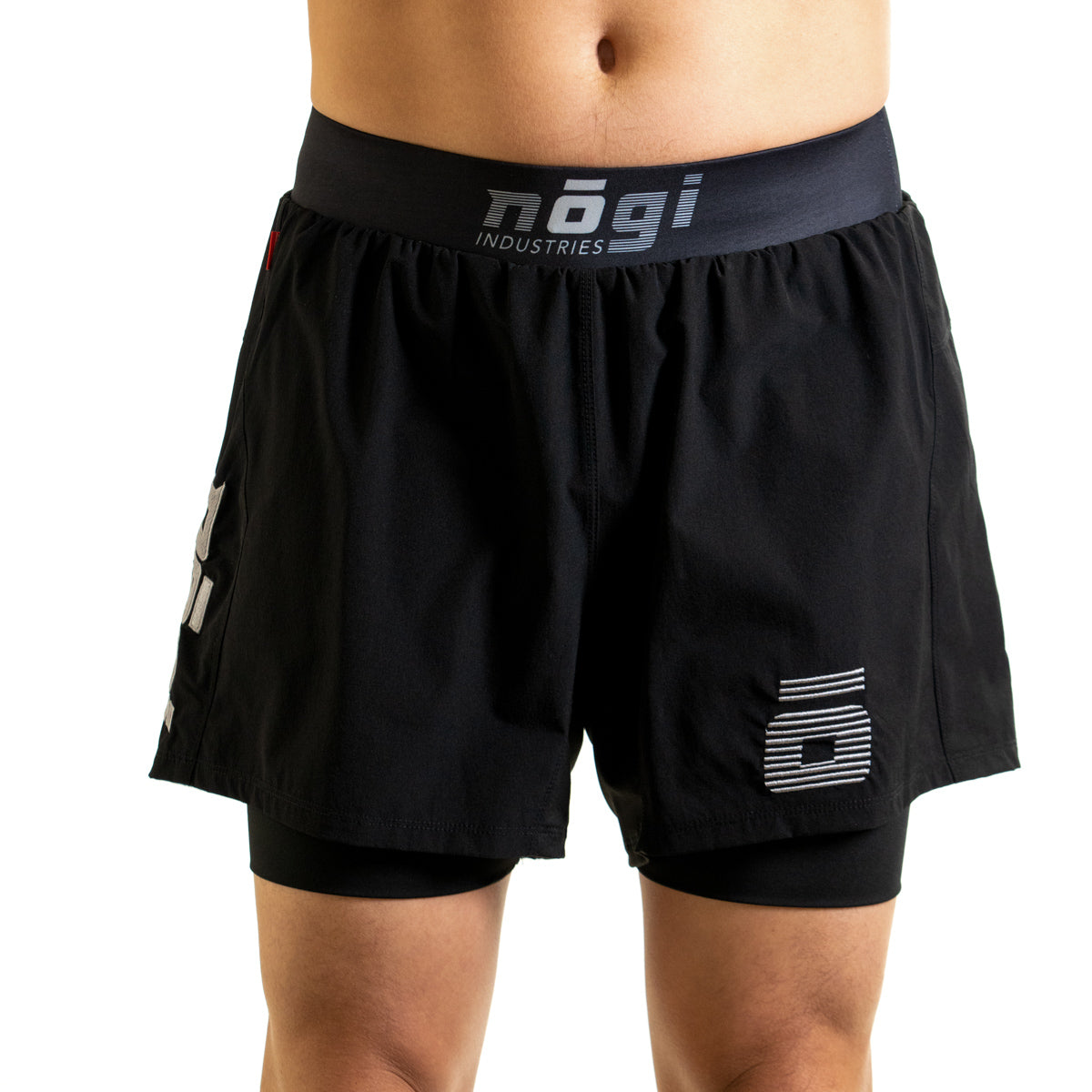Ghost 5" Premium Lined Grappling Shorts - Obsidian Black Front View