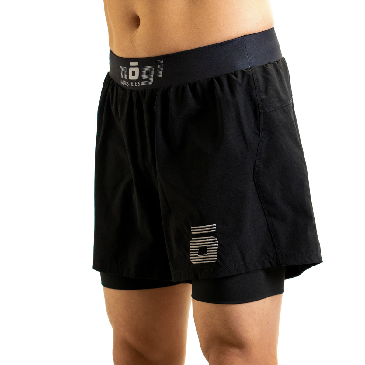 Ghost 5" Premium Lined Grappling Shorts - Obsidian Black left View