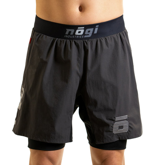 Ghost 7" Premium Lined Grappling Shorts - New Jersey Gray Front View