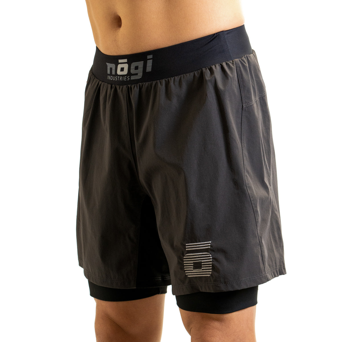 Ghost 7" Premium Lined Grappling Shorts - New Jersey Gray left view