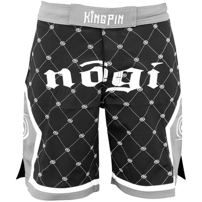 Nogi Kingpin mma fight shorts black and gray Front